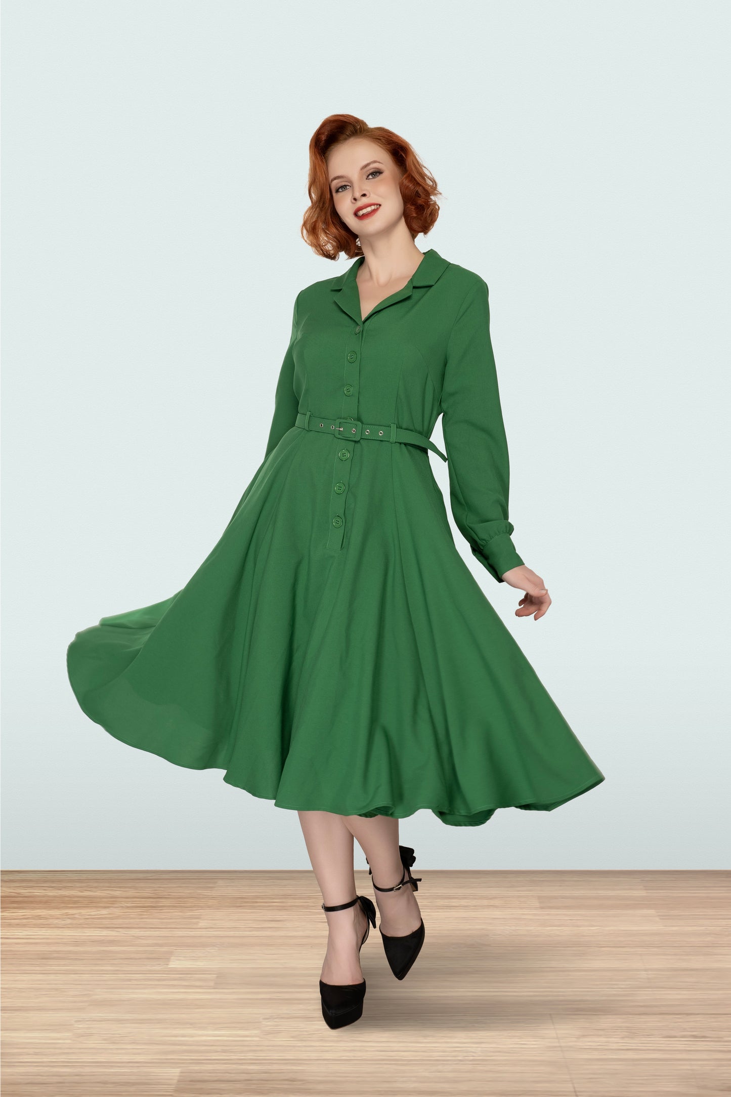 Christine Long Sleeve Dress Green