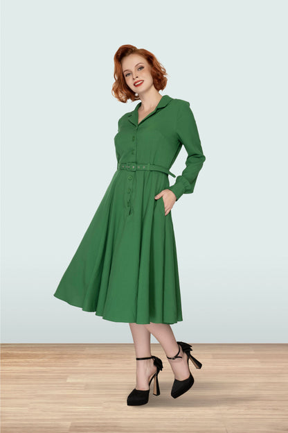 Christine Long Sleeve Dress Green