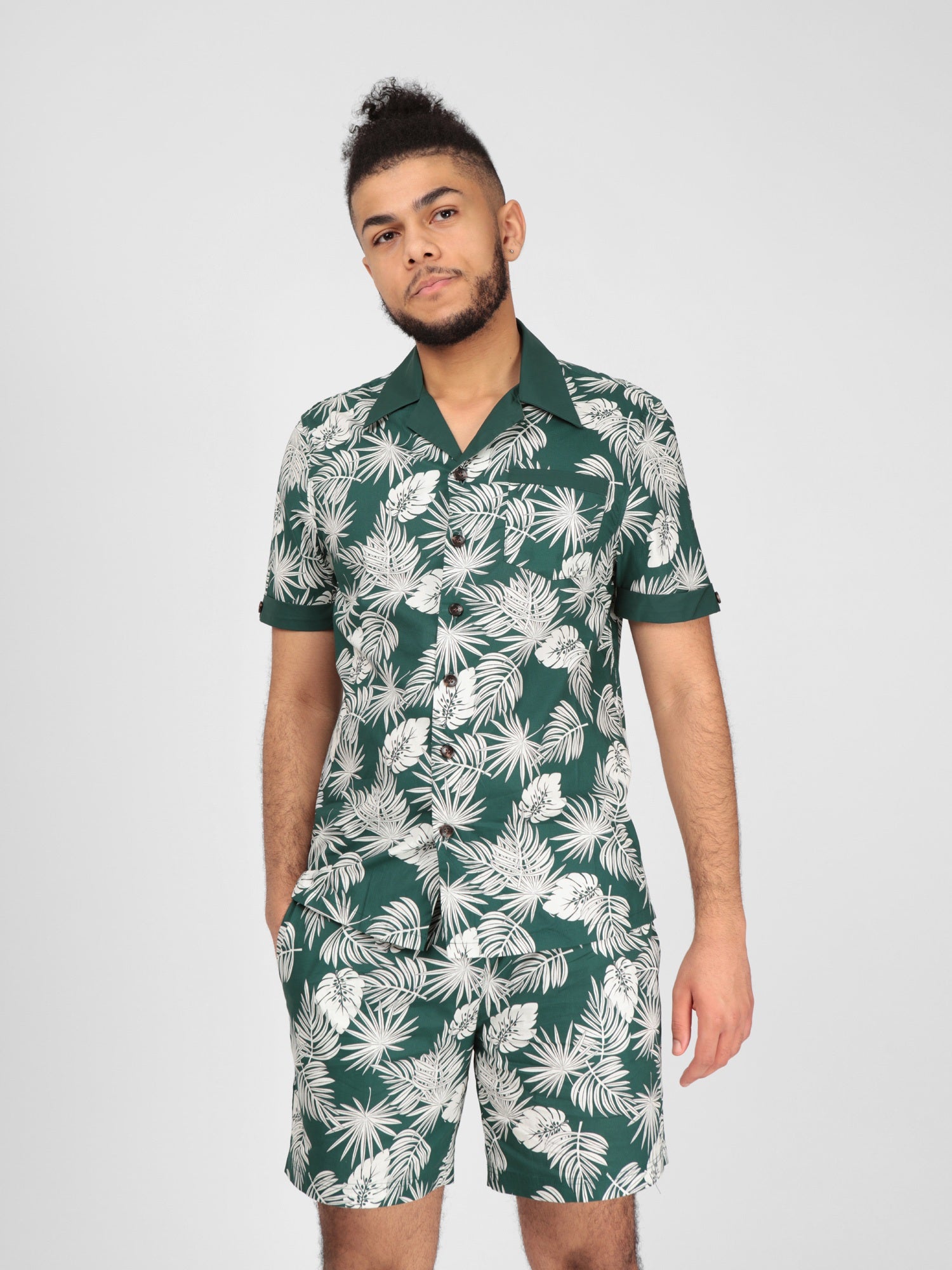 Collectif MARTIN Deep Palm TROPICAL LEAVES Retro Herren SHORTS Kurze Hose