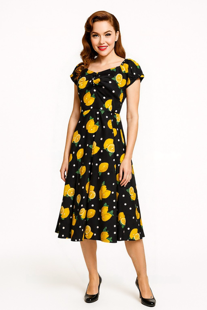 Nancy Polka Lemon Doll Dress