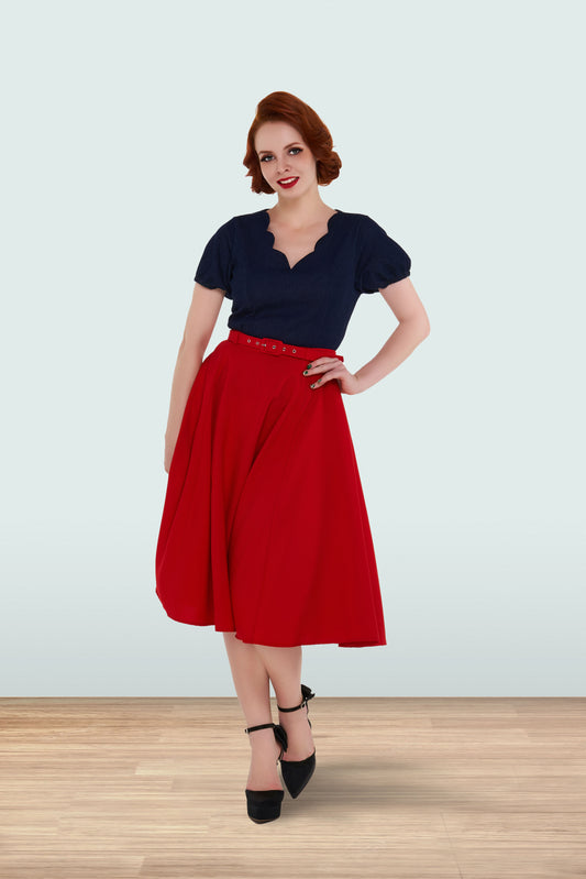 Christine Flared Skirt Light Red