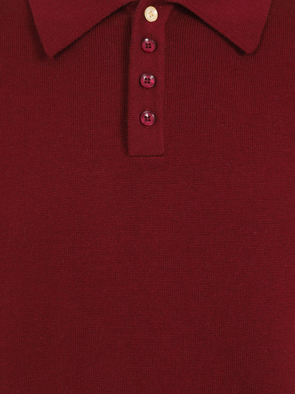 Pablo Plain Knitted Polo Burgundy