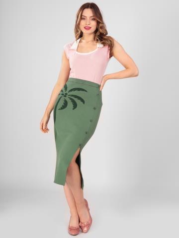 Patty Palm Knitted Pencil Skirt