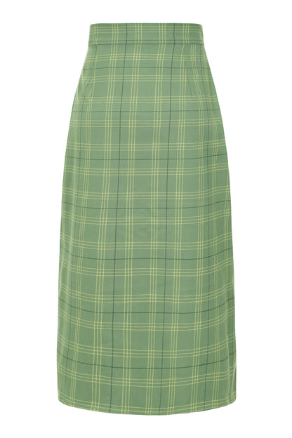 Renee Leaf Check Midi Skirt