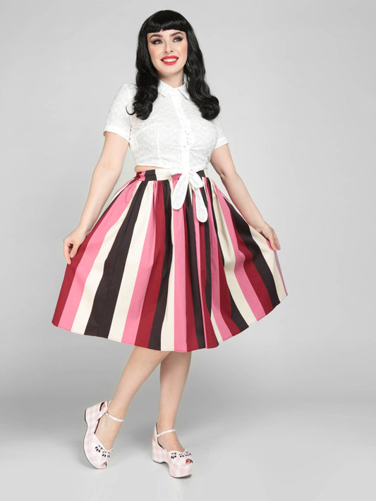 Jasmine Bubble Gum Stripe Swing Skirt