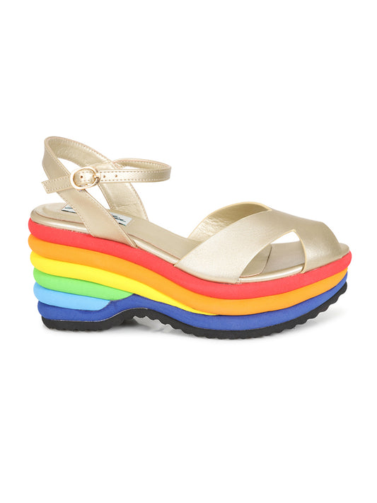 Sole Rainbow Wedge Gold