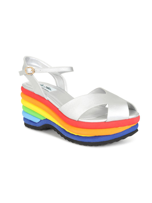 Sole Rainbow Wedge Silver