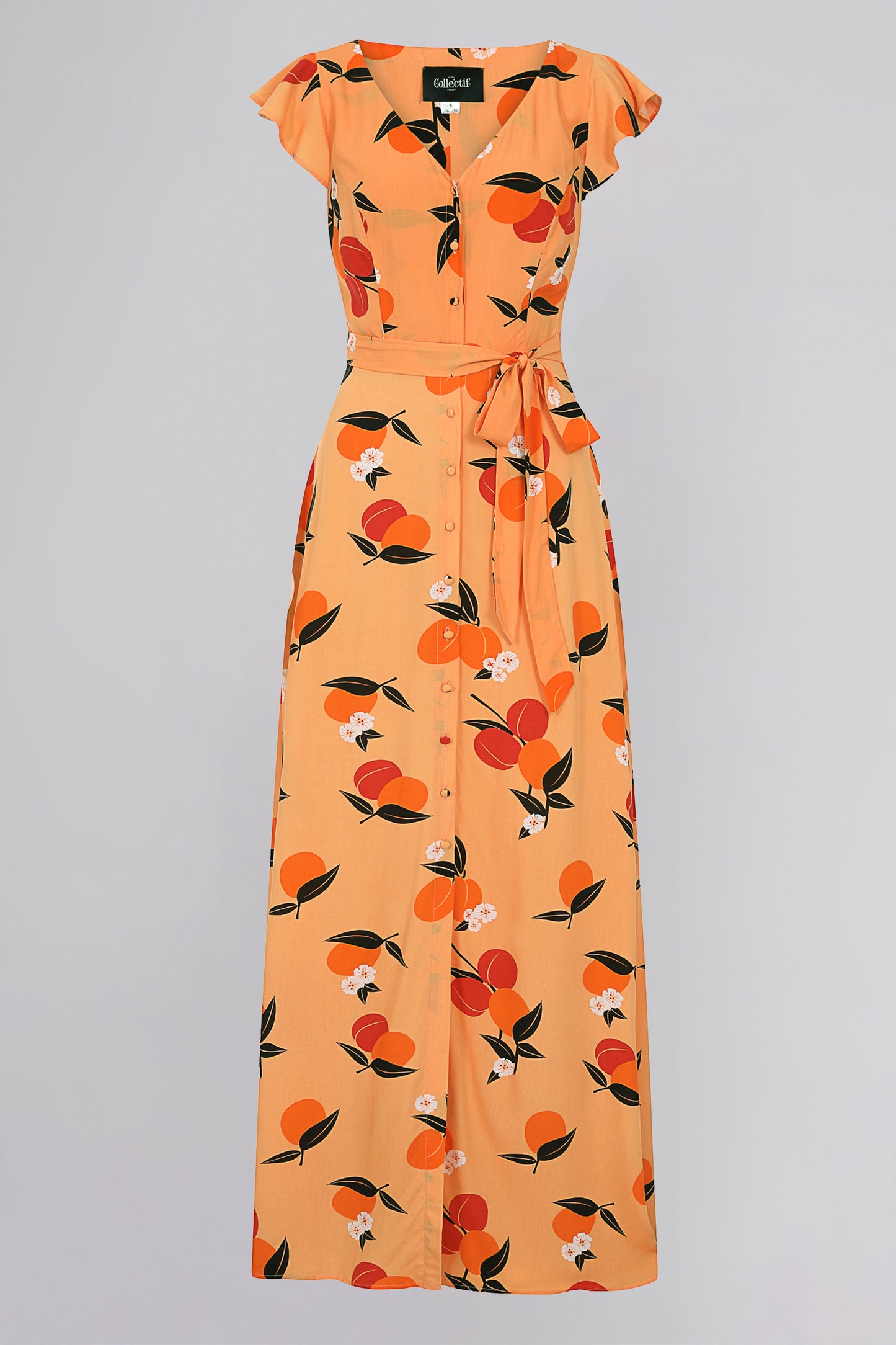 Thelma Mid-Century Apricot Maxi Dress