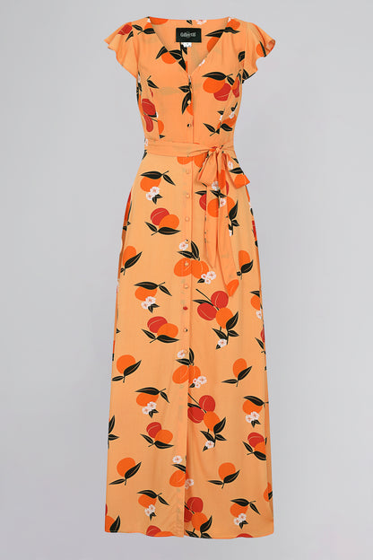 Thelma Mid-Century Apricot Maxi Dress