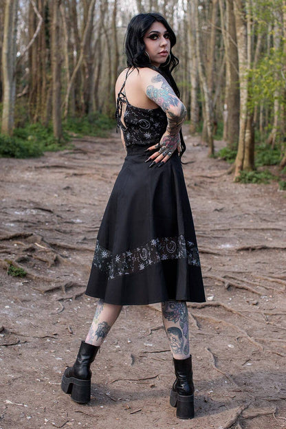 Alternative Coven United Crescent Batwing Midi Midi Skirt