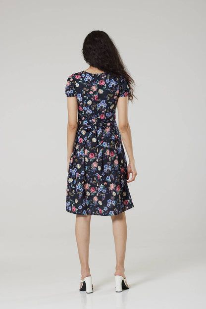 Edwina V Neck Midi Tea, Wrap Dress