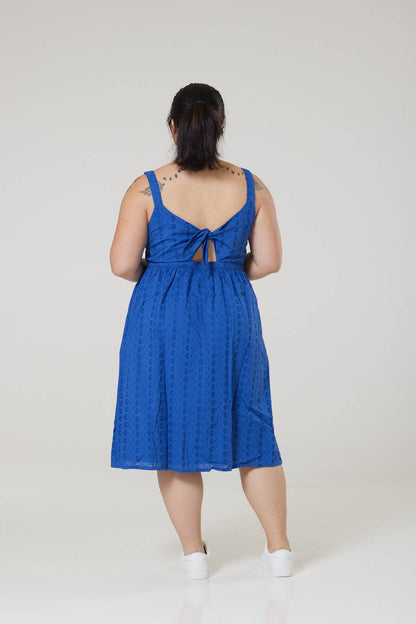 Remmy Org Cotton Anglaise Sun dress Dark Blue Dress