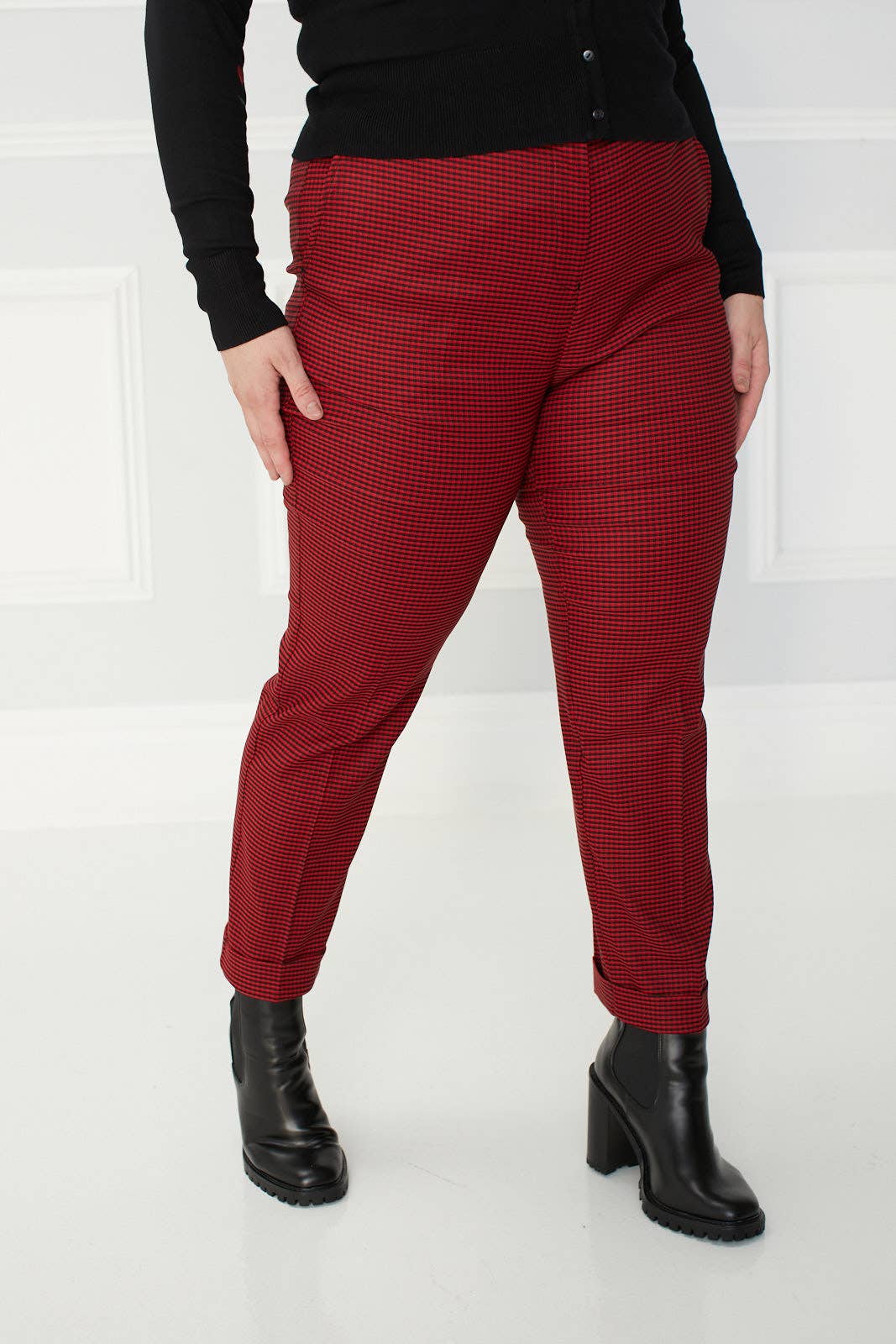 Skinny Check Red Trousers