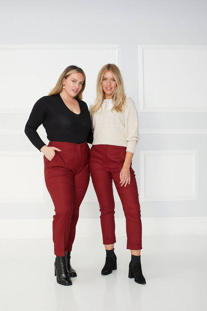 Skinny Check Red Trousers