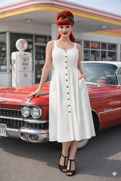 Remmy Org Cotton Anglaise Sun dress White Dress