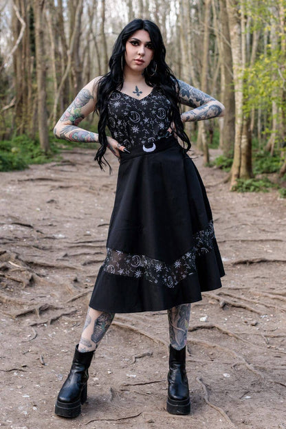 Alternative Coven United Crescent Batwing Midi Midi Skirt