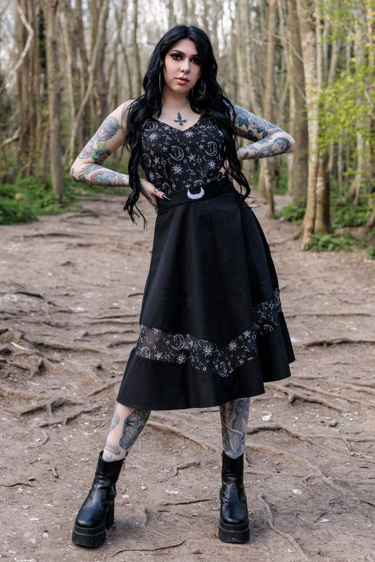 Alternative Coven United Crescent Batwing Midi Midi Skirt