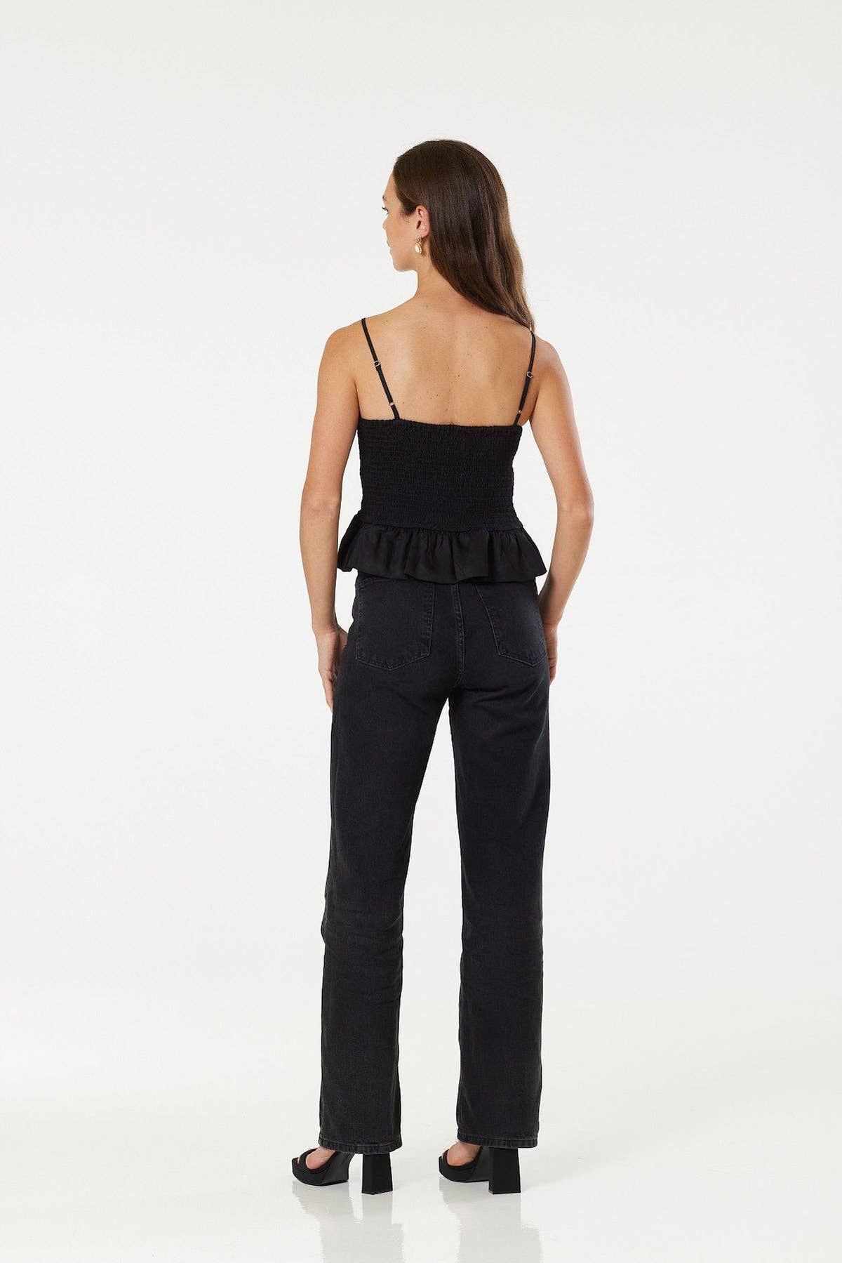 Alternative Cropped Milk Maid Top In Black With Straps