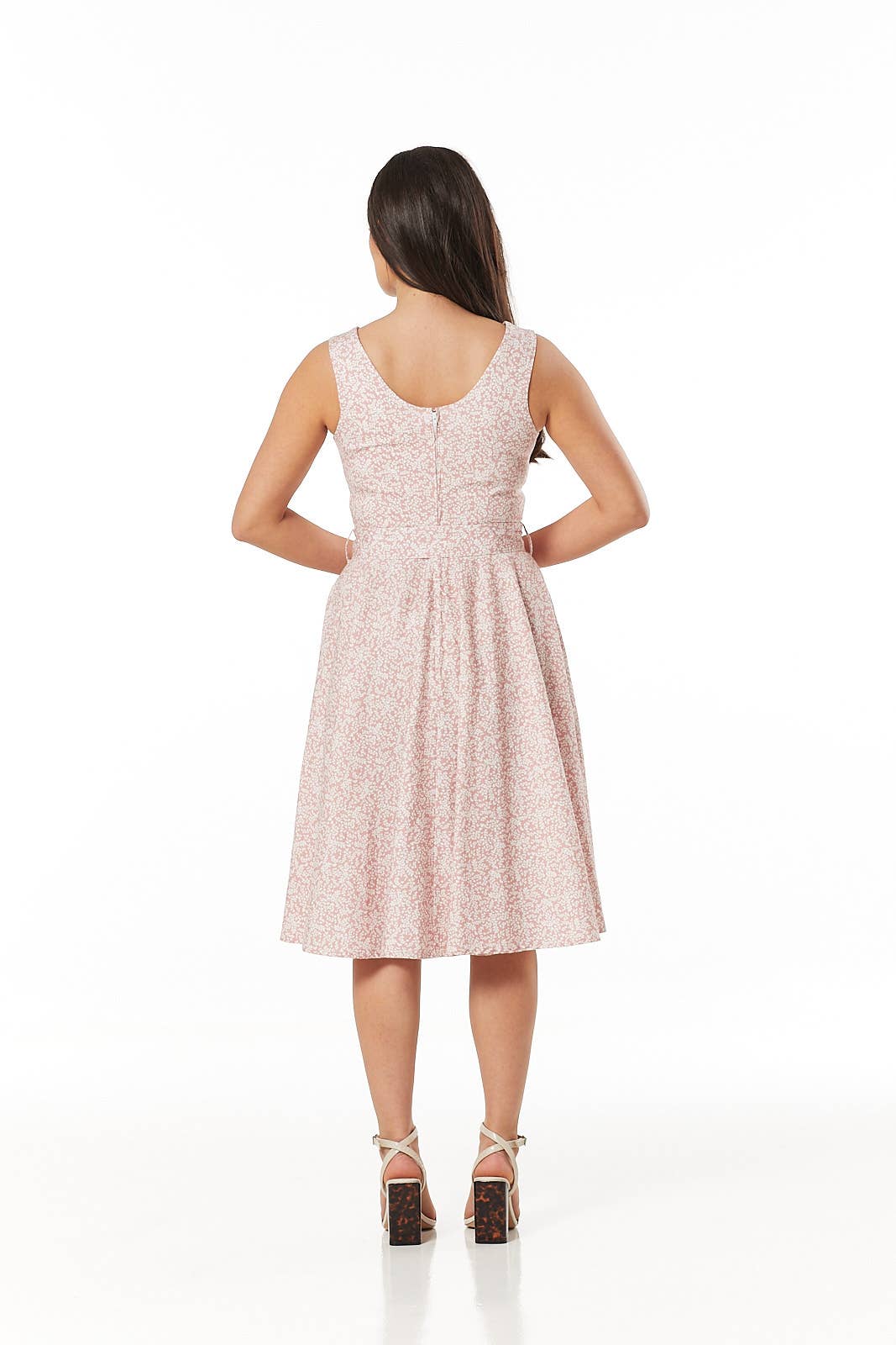 Tina Floral Fit and Flare Sleeveless, Midi Dress