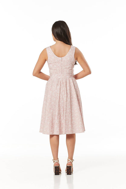 Tina Floral Fit and Flare Sleeveless, Midi Dress