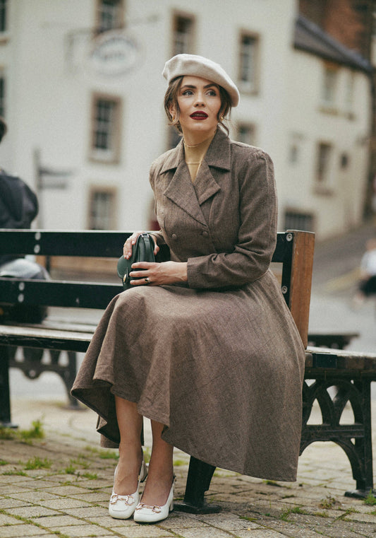 Cropped Brown Check Woollen Jacket