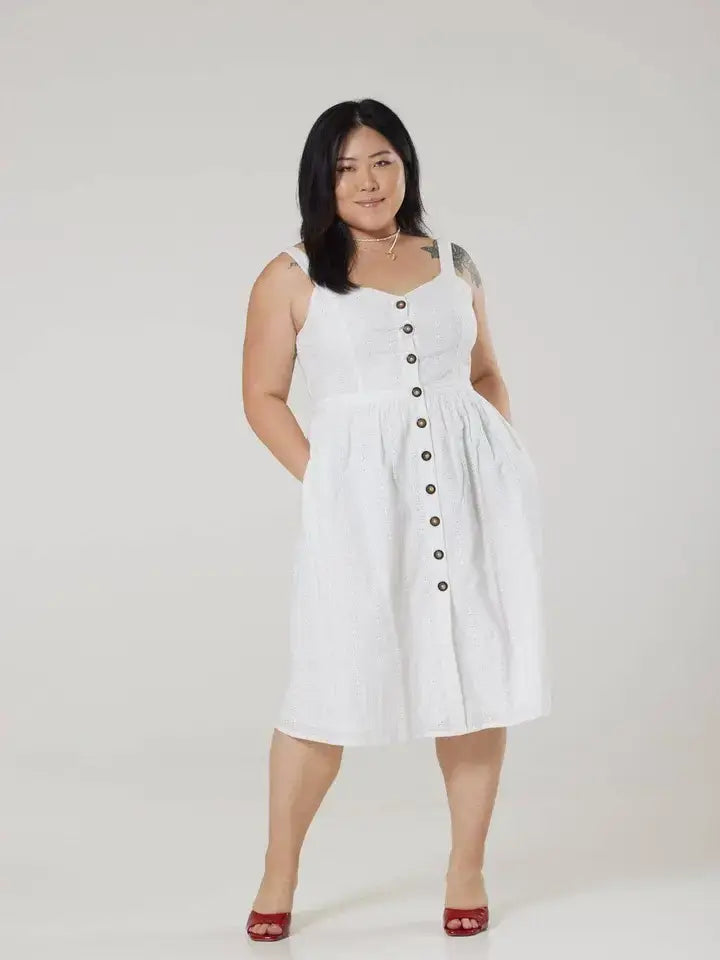 Remmy Org Cotton Anglaise Sun dress White Dress