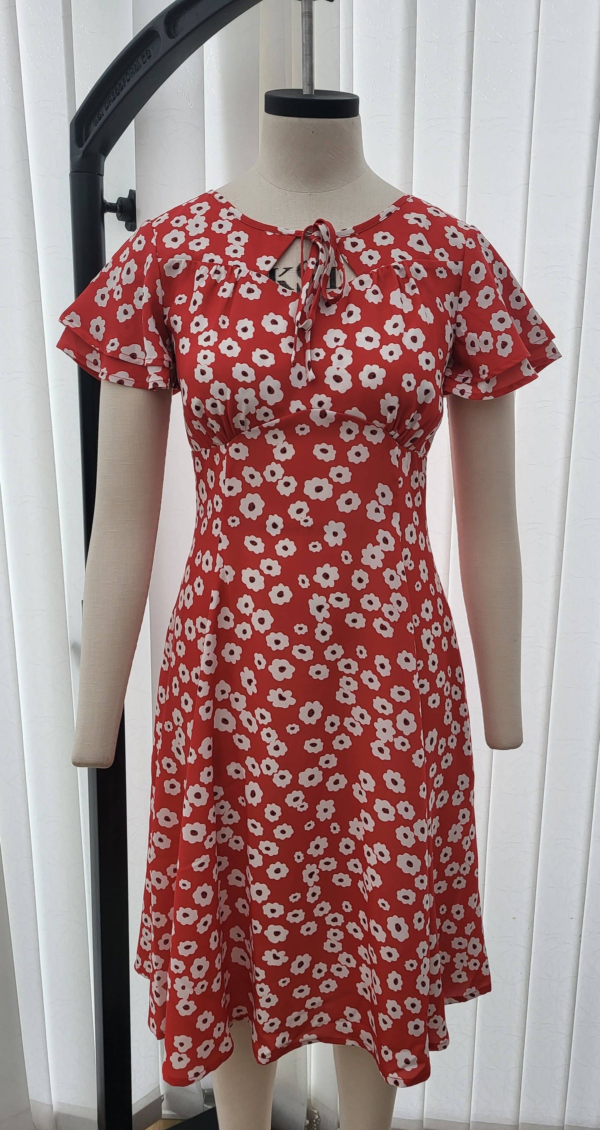 Marlow Red Flora Dress with Empire Waist