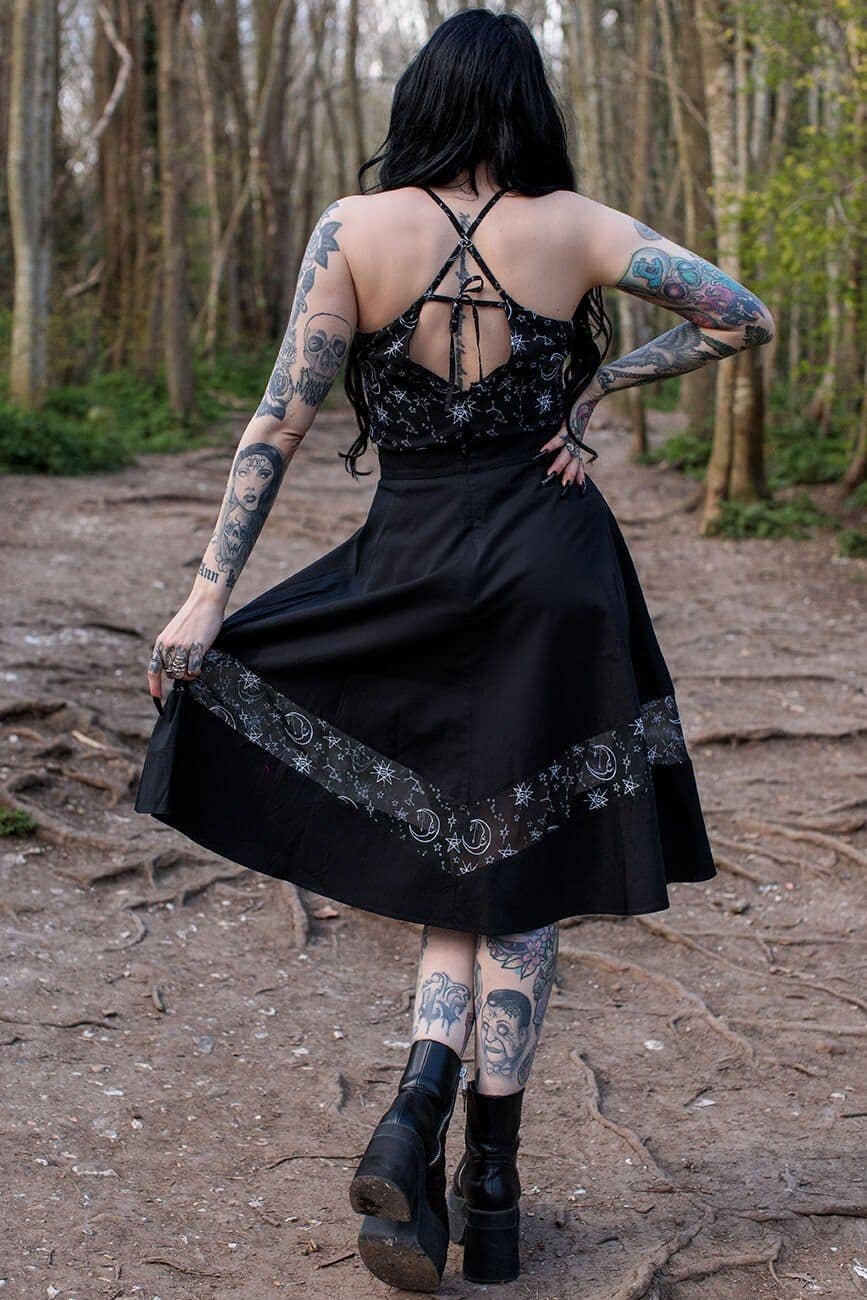 Alternative Coven United Crescent Batwing Midi Midi Skirt