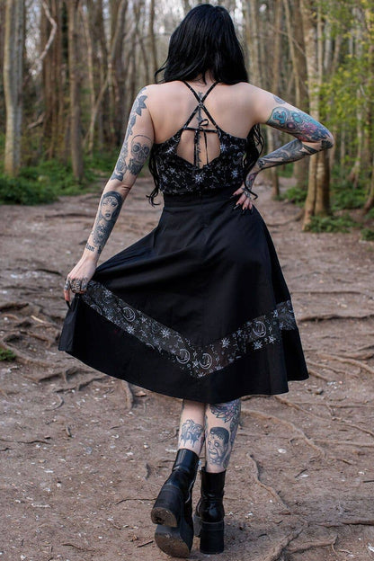 Alternative Coven United Crescent Batwing Midi Midi Skirt