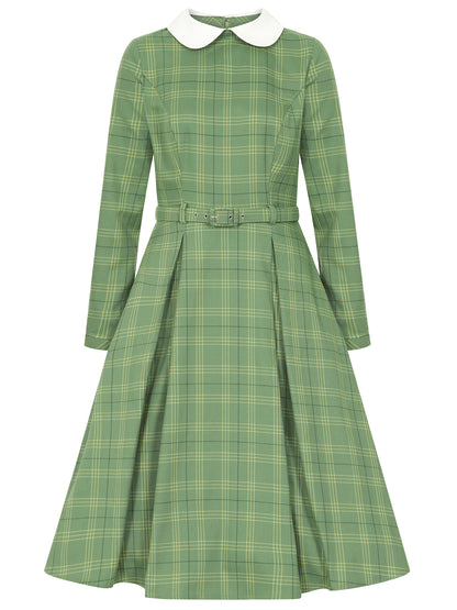 Marika Leaf Check Swing Dress