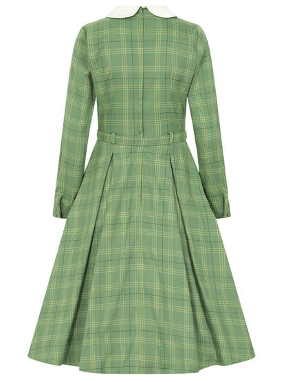 Marika Leaf Check Swing Dress