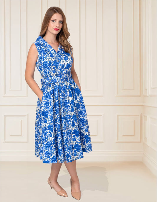 Matilda Style - Blue Water Colour Floral - Lindy Bop